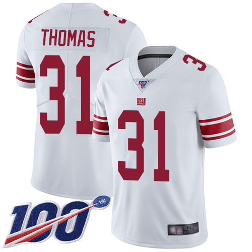 Men New York Giants #31 Michael Thomas White Vapor Untouchable Limited Player 100th Season Football NFL Jersey->new york giants->NFL Jersey